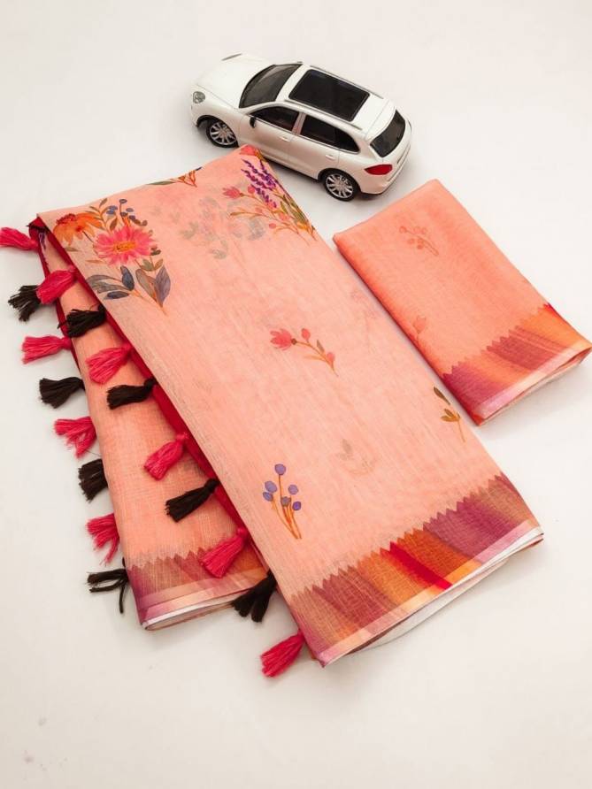 MG 348 Linen Digital Printed Non Catalog Sarees Wholesale Market In Surat